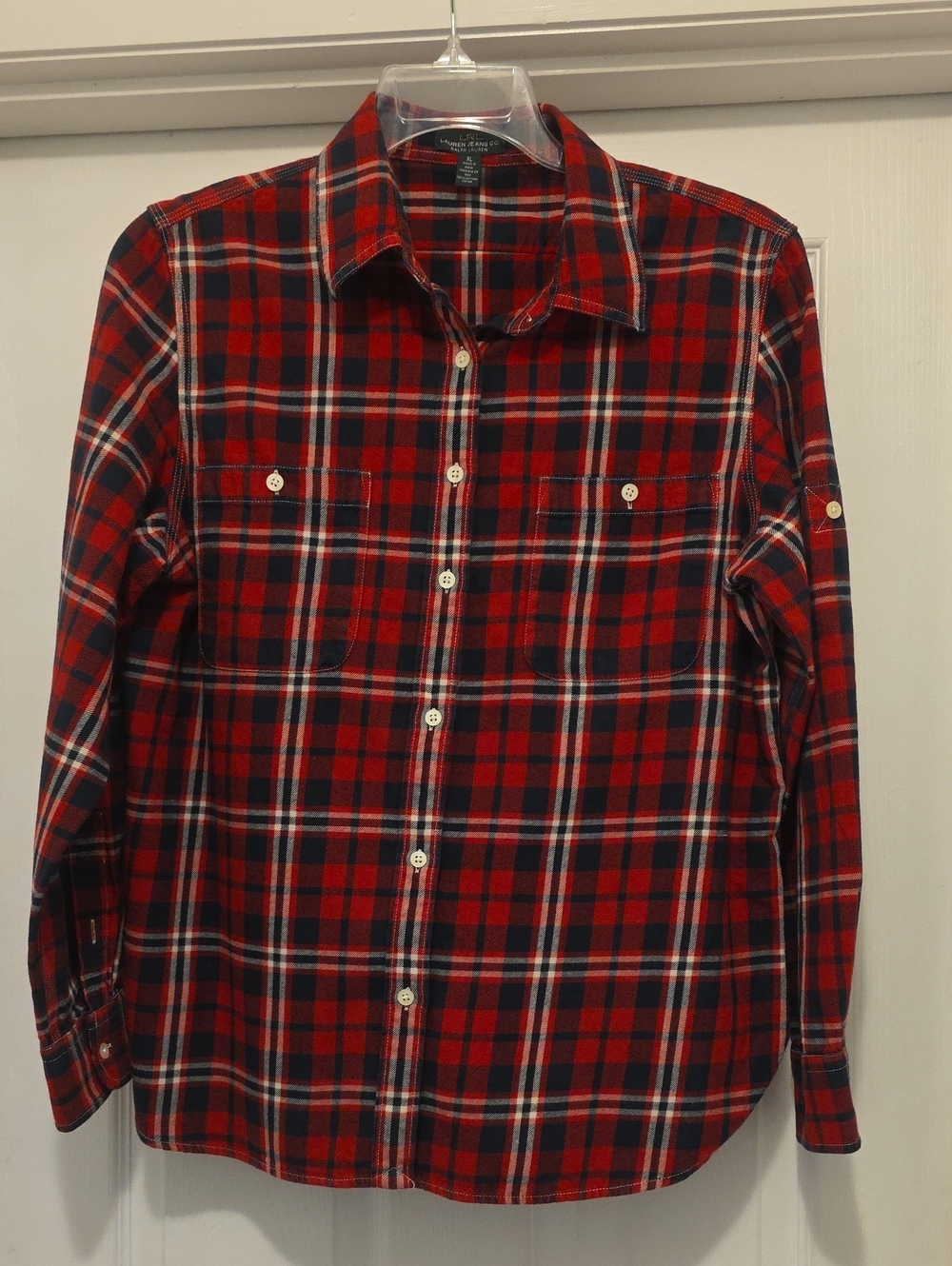 Lauren Jeans Co  Red & Navy Plaid Button-Down Shirt